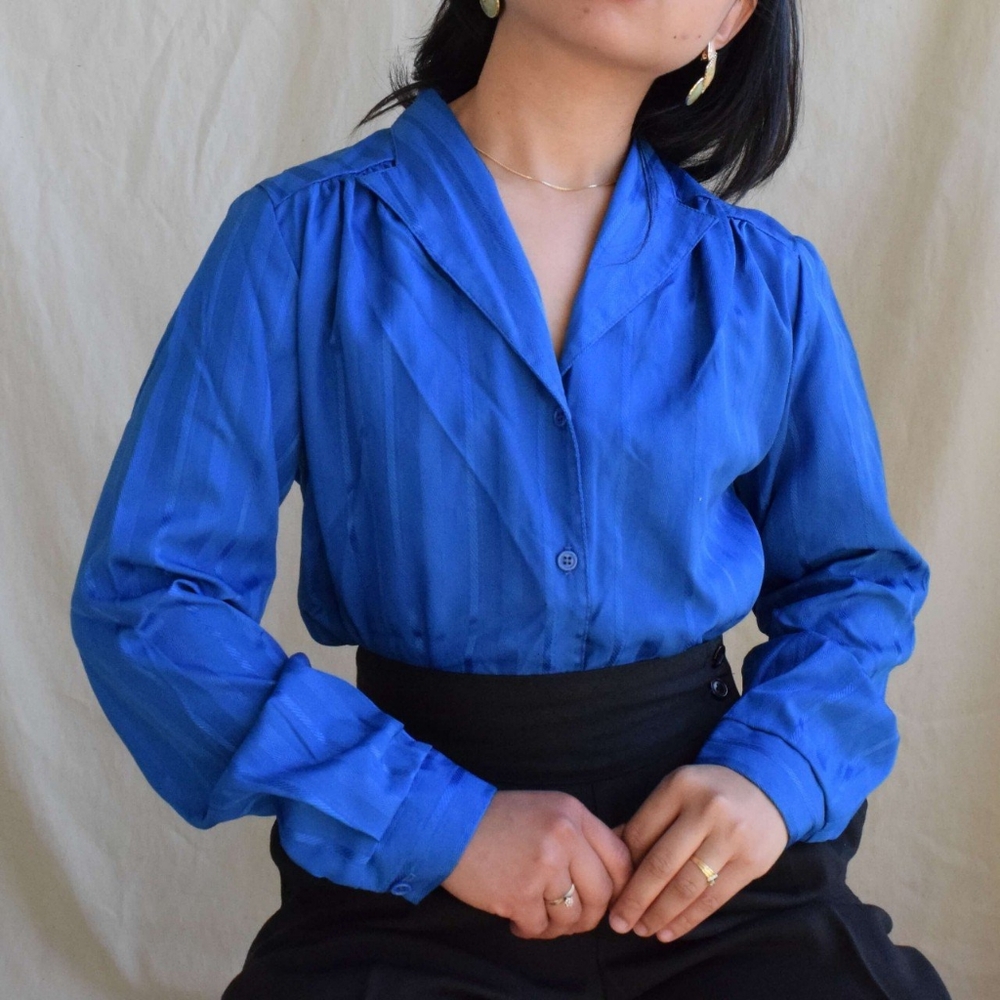 Vintage classic blue button down top